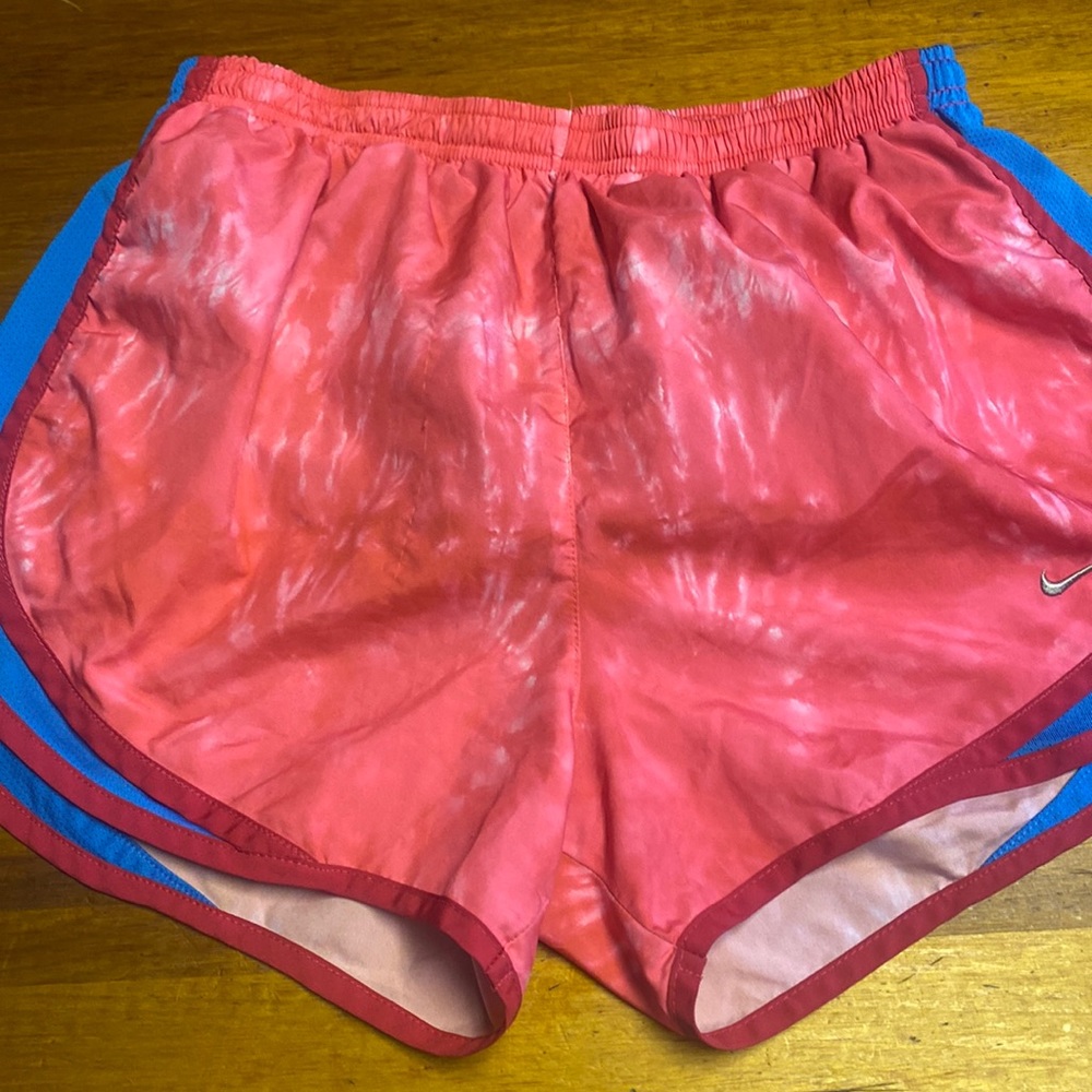 Pink and blue nike athletic shorts